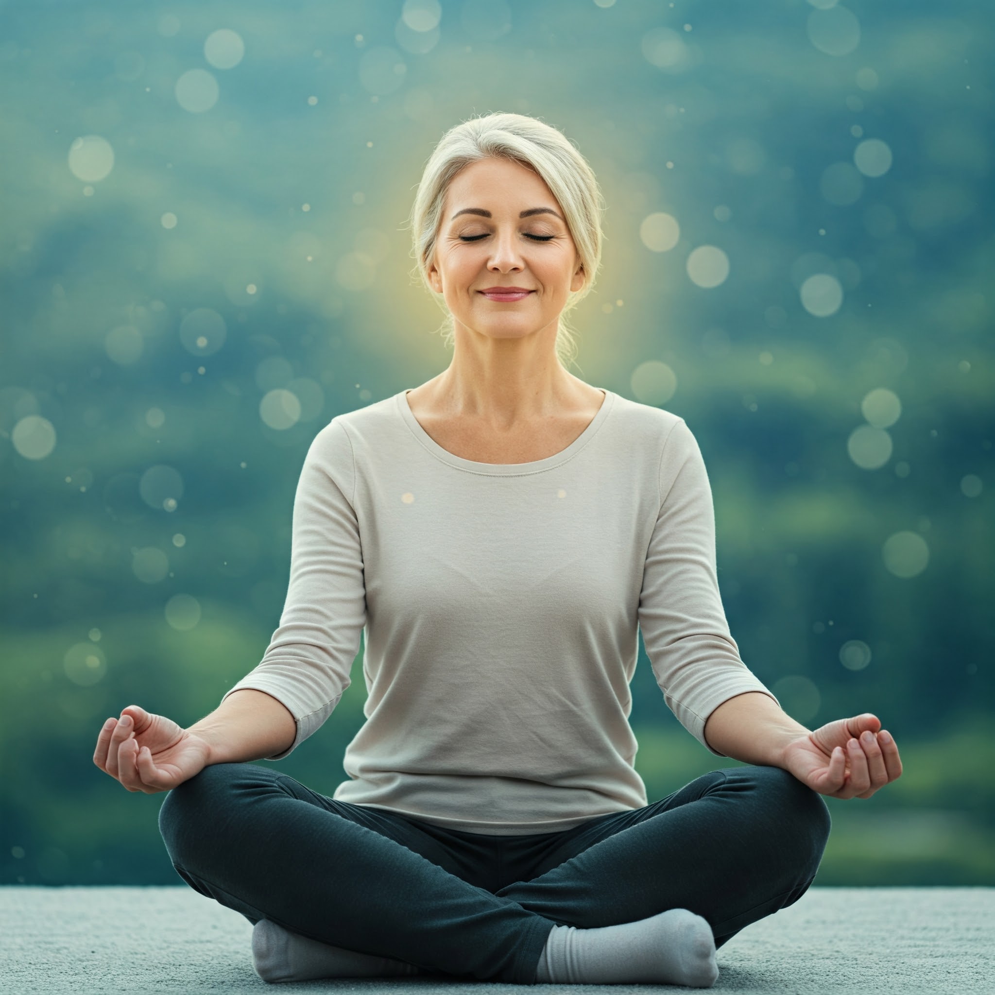 A person meditating, representing mindfulness and mental well-being."